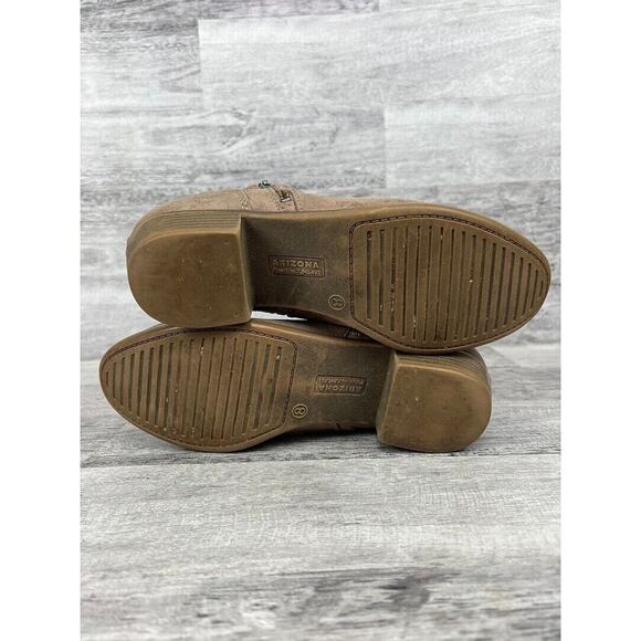 Arizona Jean Co Womens Ankle Boots Size 8M Suede Brown Side Zipper Low Heel - Picture 8 of 8